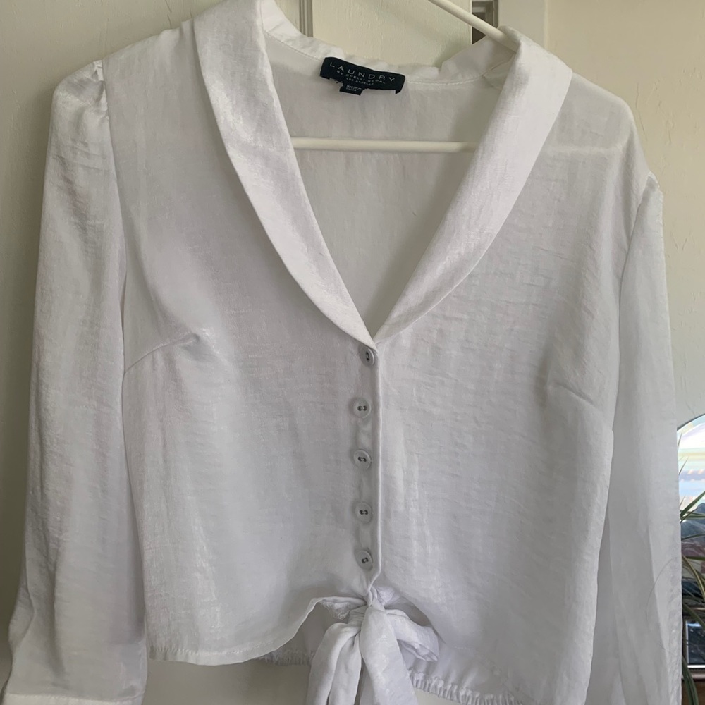 Womens button down and wrap tie front blouse
